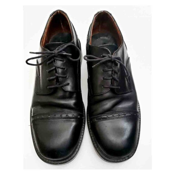 Vintage Modial Italy Oxford Brogue Shoes Black Leather Men's Size 9.5D - Picture 2 of 4